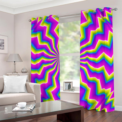 Green Dizzy Moving Optical Illusion Blackout Grommet Curtains