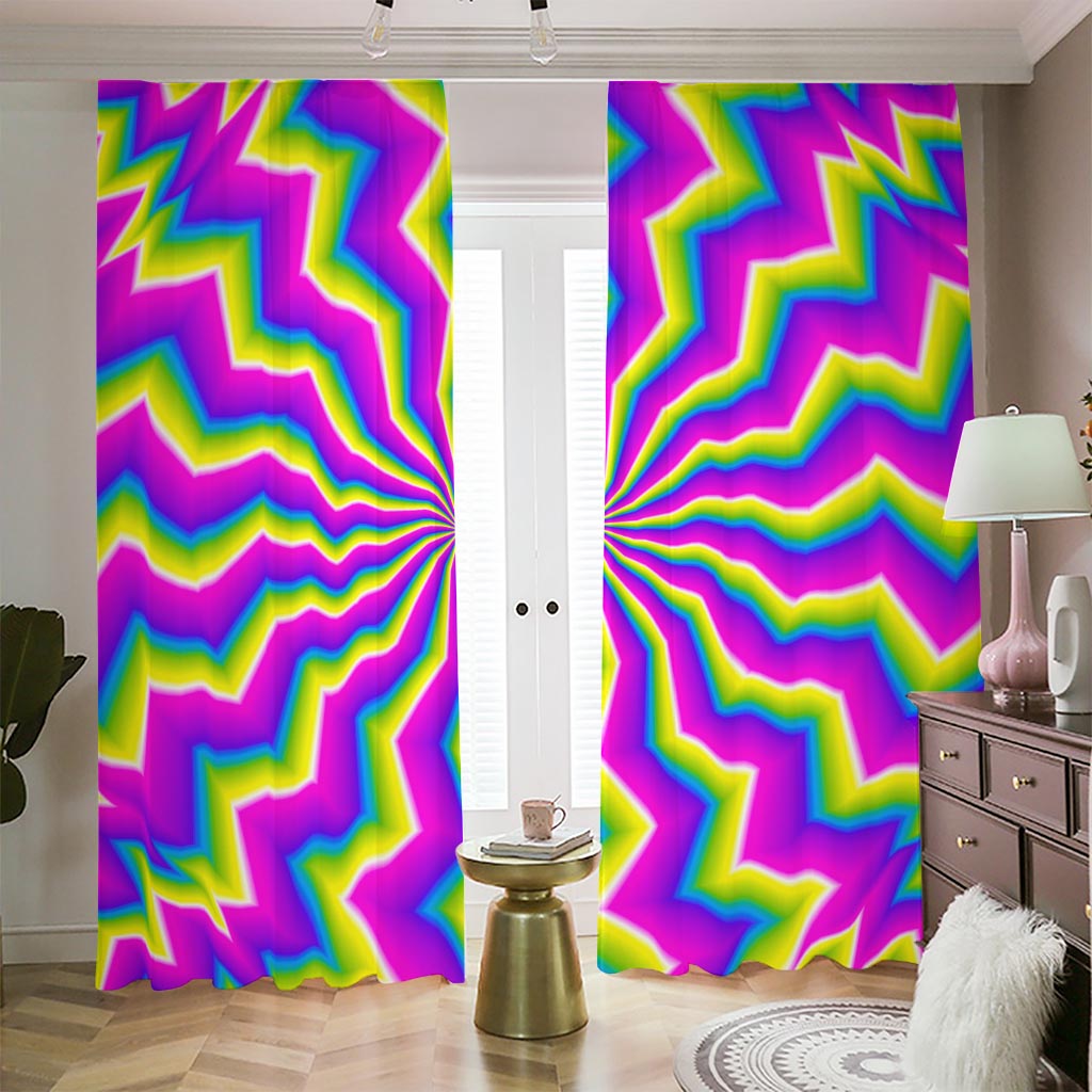 Green Dizzy Moving Optical Illusion Blackout Pencil Pleat Curtains
