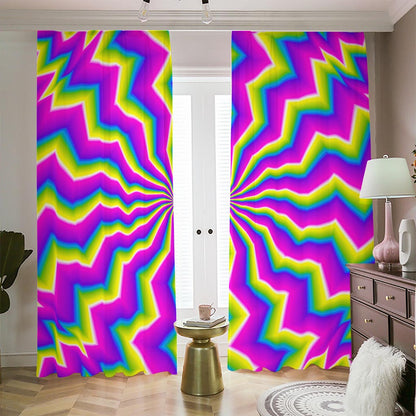Green Dizzy Moving Optical Illusion Blackout Pencil Pleat Curtains