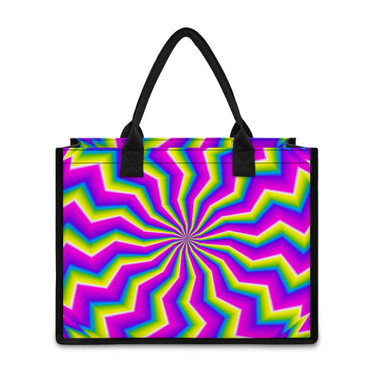 Green Dizzy Moving Optical Illusion Canvas Tote Bag