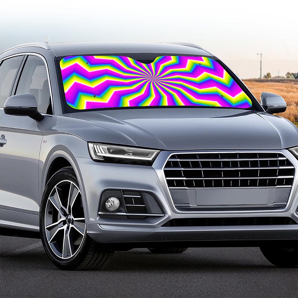Green Dizzy Moving Optical Illusion Car Windshield Sun Shade