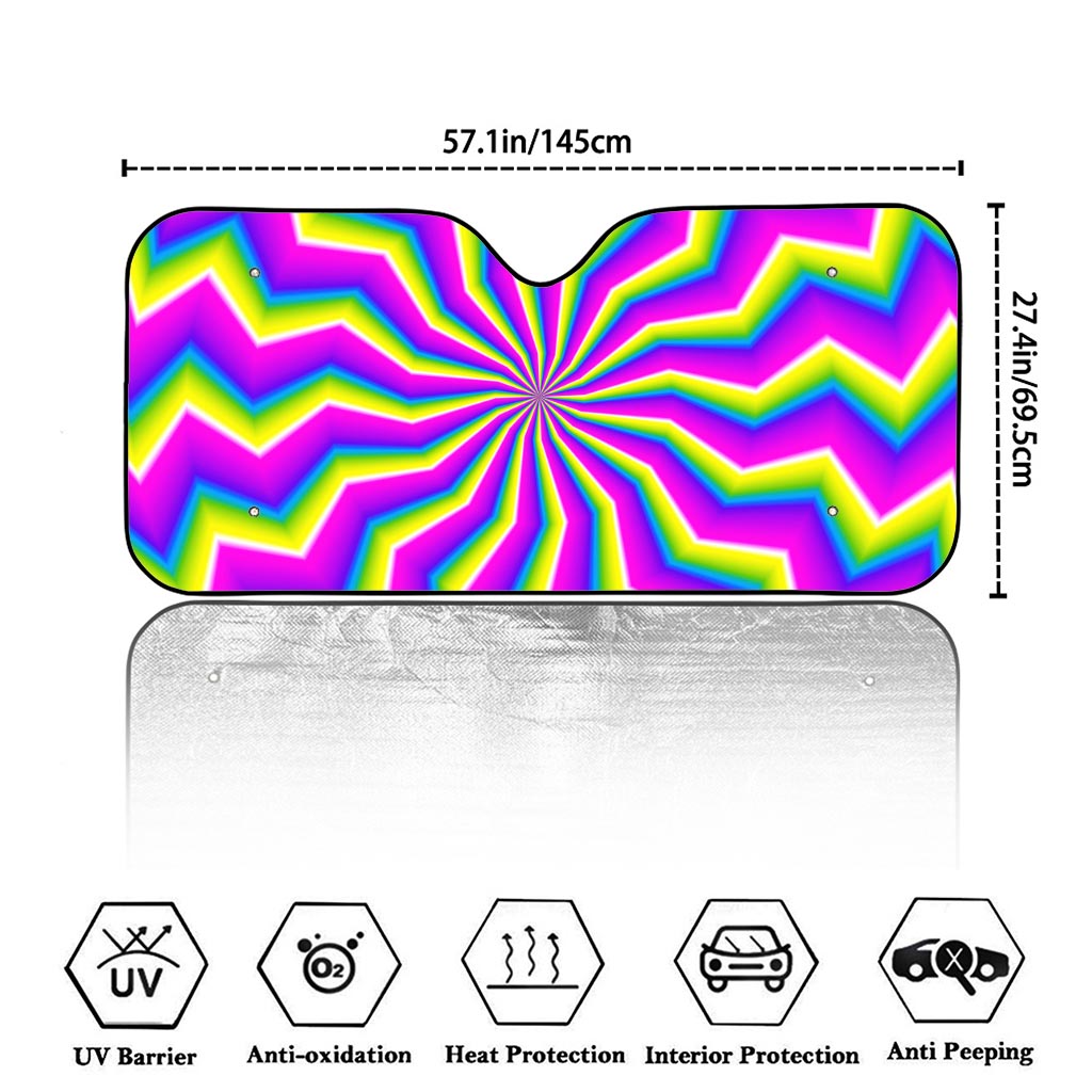 Green Dizzy Moving Optical Illusion Car Windshield Sun Shade