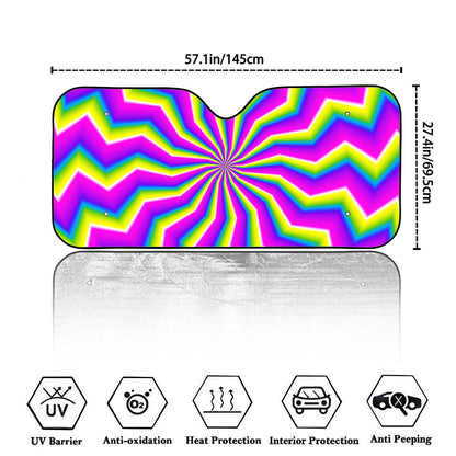 Green Dizzy Moving Optical Illusion Car Windshield Sun Shade