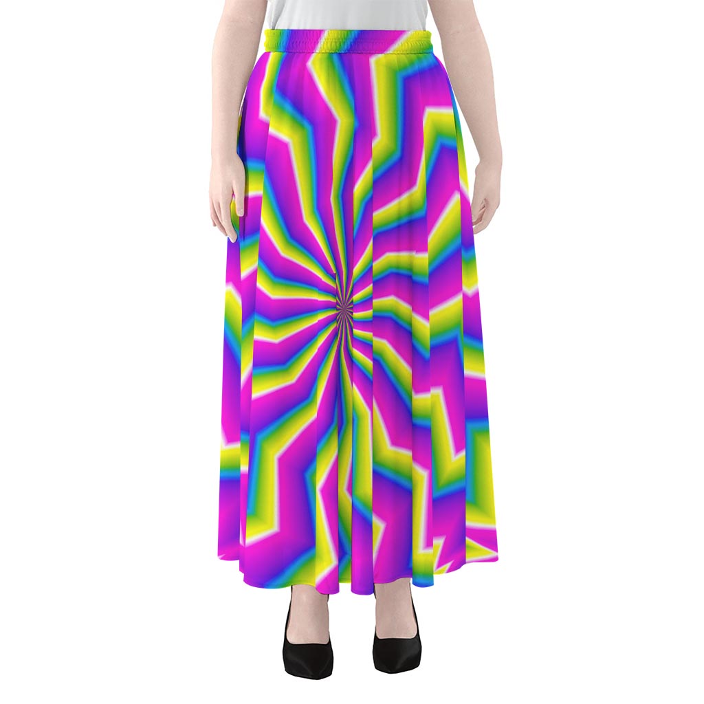 Green Dizzy Moving Optical Illusion Chiffon Maxi Skirt