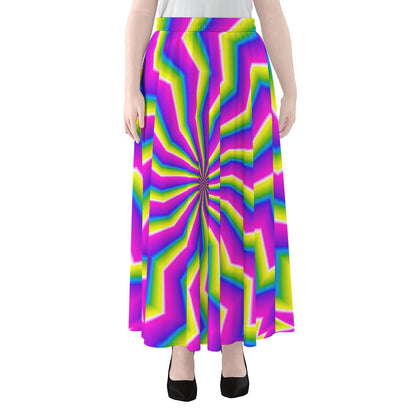 Green Dizzy Moving Optical Illusion Chiffon Maxi Skirt