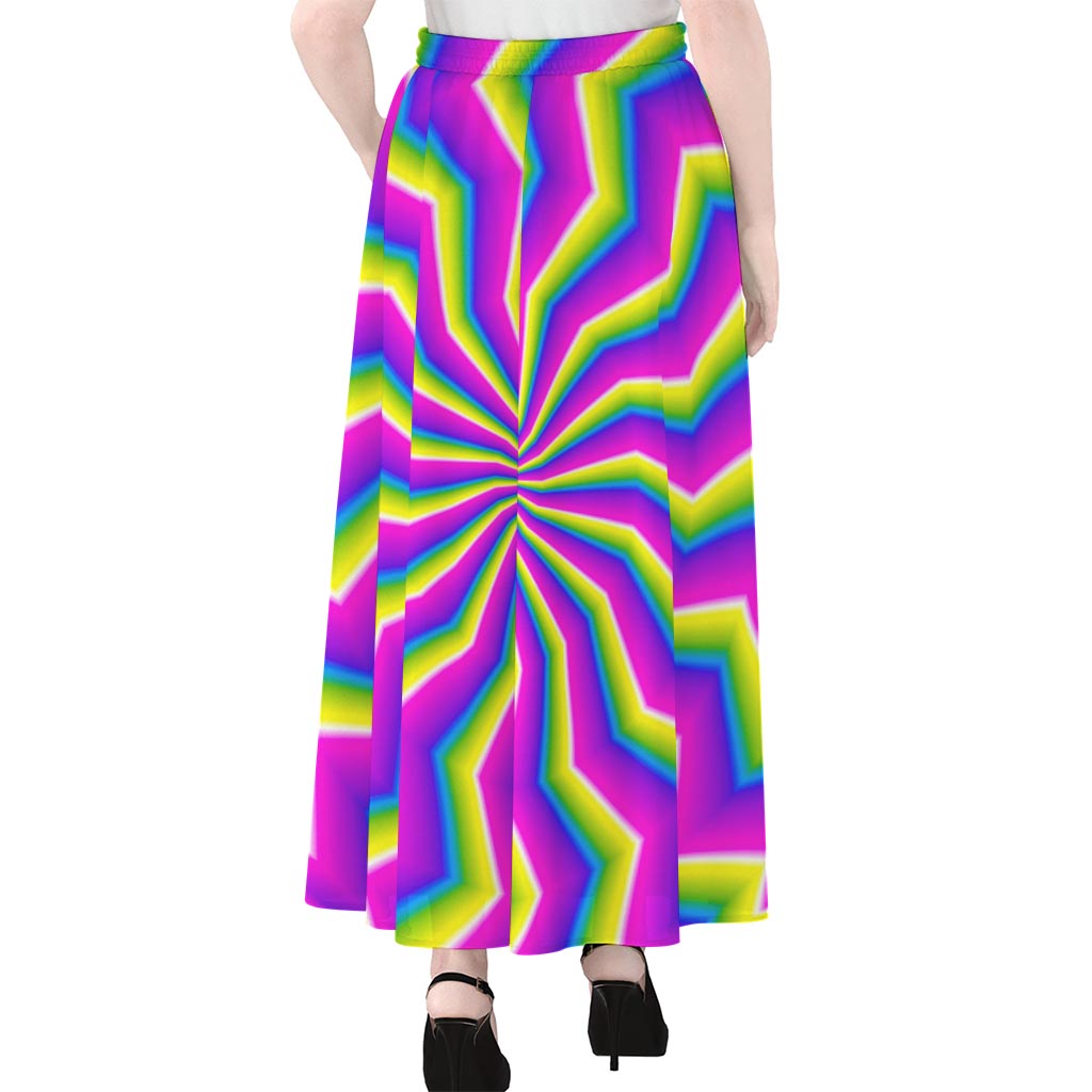 Green Dizzy Moving Optical Illusion Chiffon Maxi Skirt