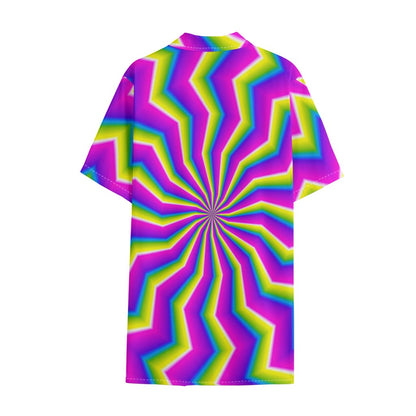 Green Dizzy Moving Optical Illusion Cotton Hawaiian Shirt
