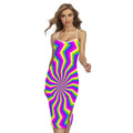 Green Dizzy Moving Optical Illusion Cross Back Cami Dress