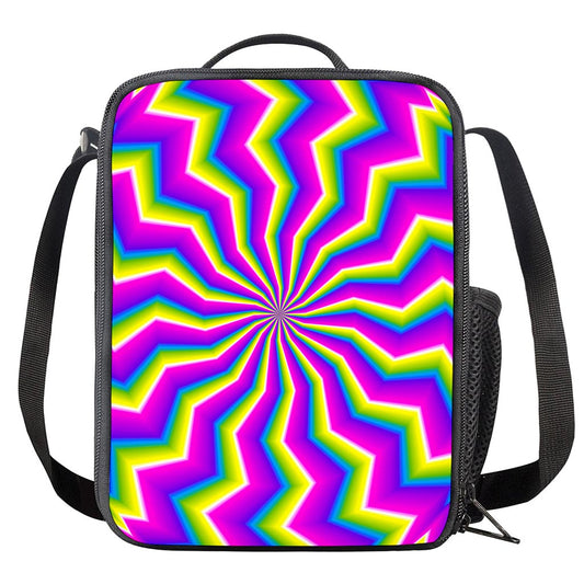 Green Dizzy Moving Optical Illusion Crossbody Lunch Bag