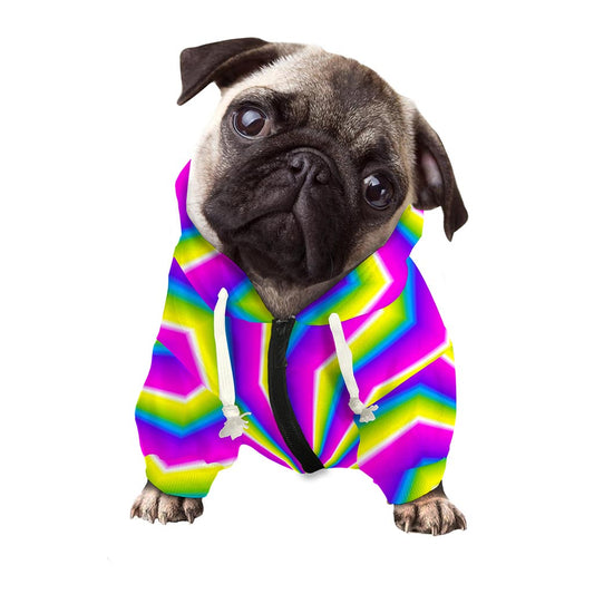 Green Dizzy Moving Optical Illusion Dog Zip Up Hoodie