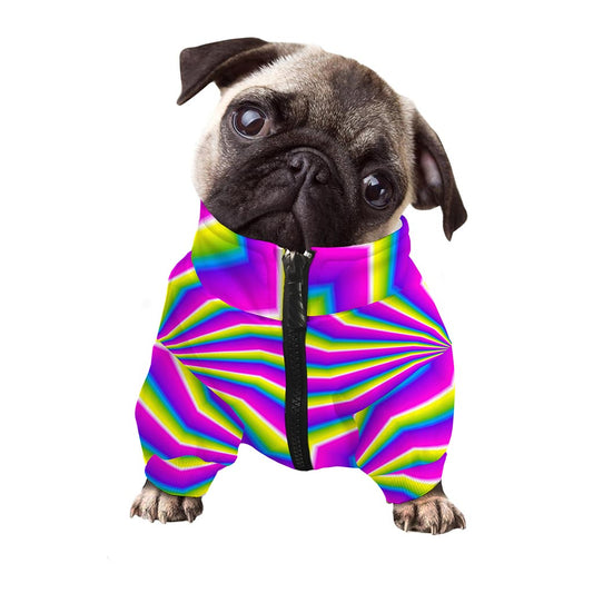 Green Dizzy Moving Optical Illusion Dog Zip Up Jacket
