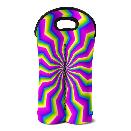 Green Dizzy Moving Optical Illusion Double Neoprene Wine Tote