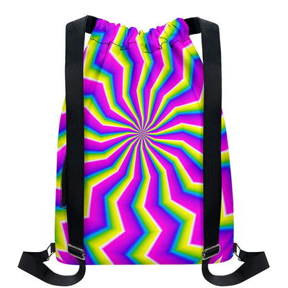 Green Dizzy Moving Optical Illusion Drawstring Backpack