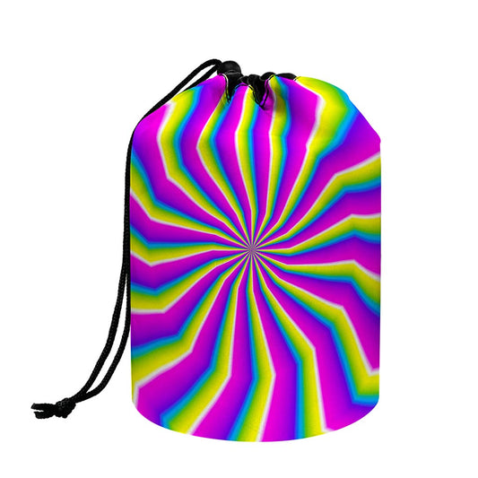Green Dizzy Moving Optical Illusion Drawstring Makeup Bag