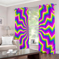 Green Dizzy Moving Optical Illusion Extra Wide Grommet Curtains