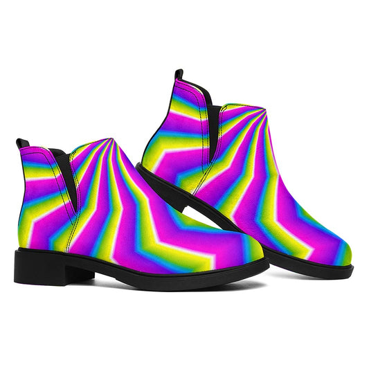 Green Dizzy Moving Optical Illusion Flat Ankle Boots
