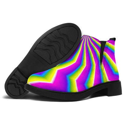 Green Dizzy Moving Optical Illusion Flat Ankle Boots