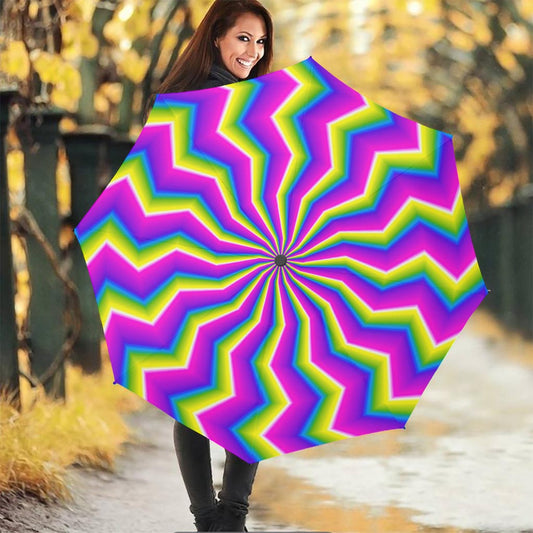 Green Dizzy Moving Optical Illusion Foldable Umbrella
