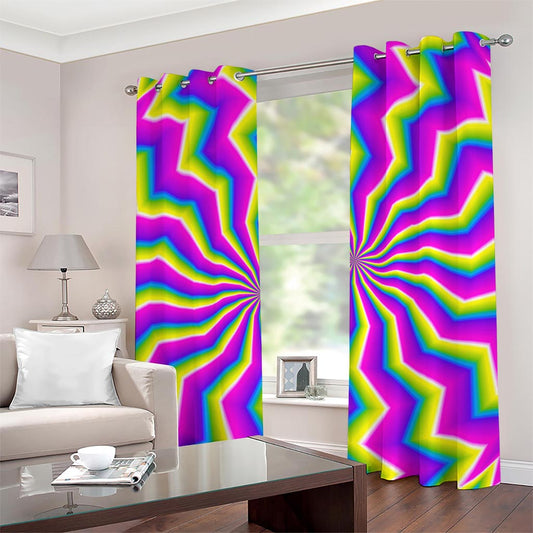 Green Dizzy Moving Optical Illusion Grommet Curtains