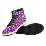 Green Dizzy Moving Optical Illusion High Top Leather Sneakers