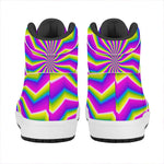 Green Dizzy Moving Optical Illusion High Top Leather Sneakers