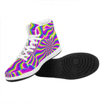Green Dizzy Moving Optical Illusion High Top Leather Sneakers