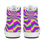 Green Dizzy Moving Optical Illusion High Top Leather Sneakers