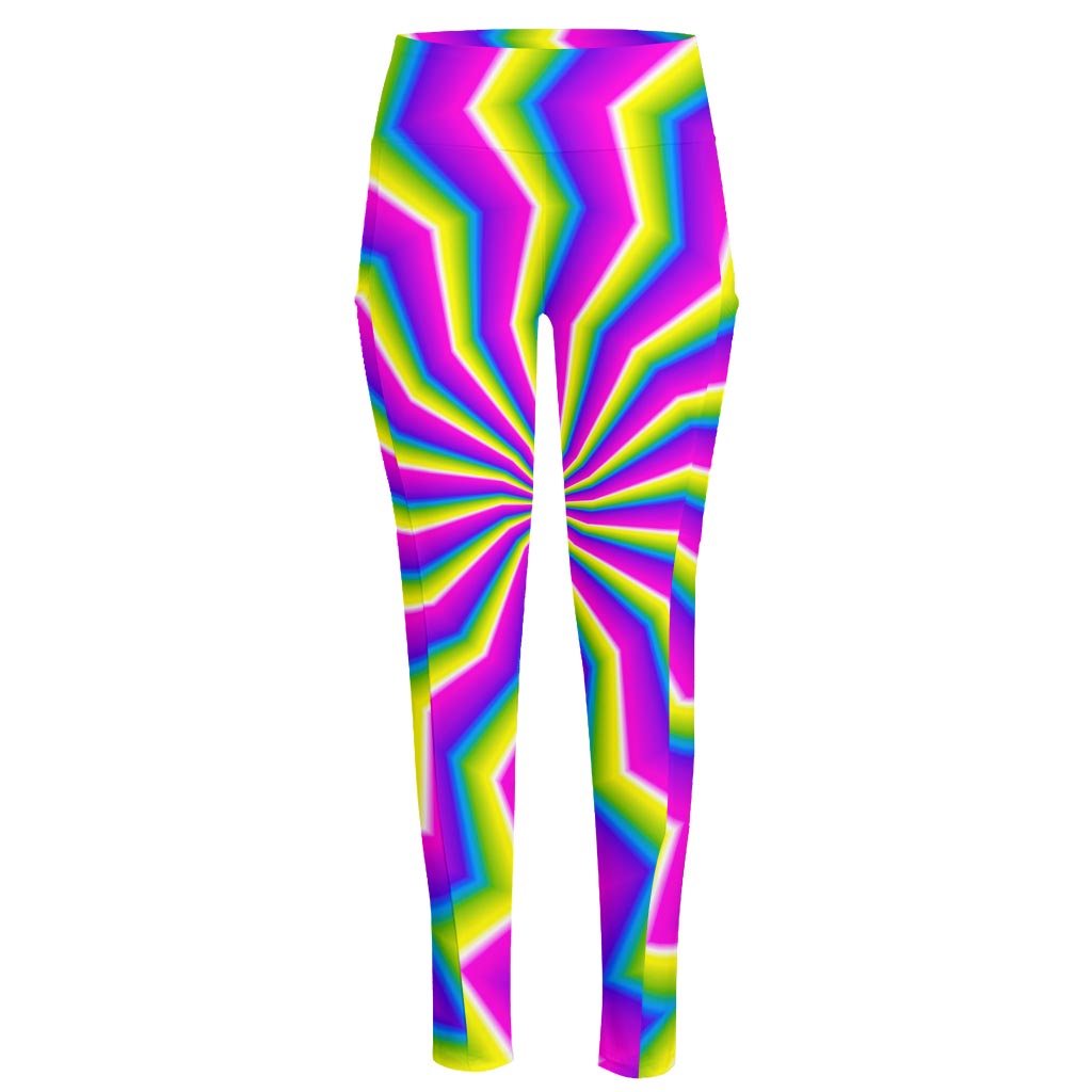 Green Dizzy Moving Optical Illusion High-Waisted Pocket Leggings