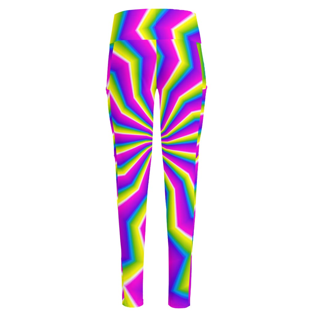 Green Dizzy Moving Optical Illusion High-Waisted Pocket Leggings