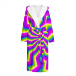 Green Dizzy Moving Optical Illusion Hooded Bathrobe