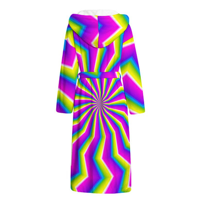 Green Dizzy Moving Optical Illusion Hooded Bathrobe