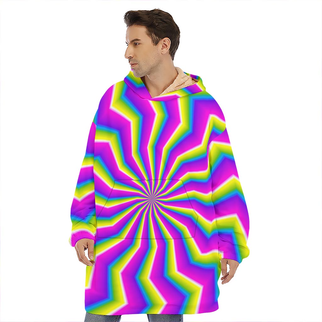 Green Dizzy Moving Optical Illusion Hoodie Blanket