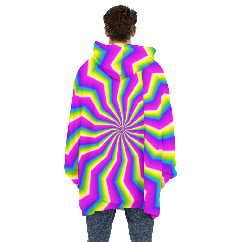 Green Dizzy Moving Optical Illusion Hoodie Blanket