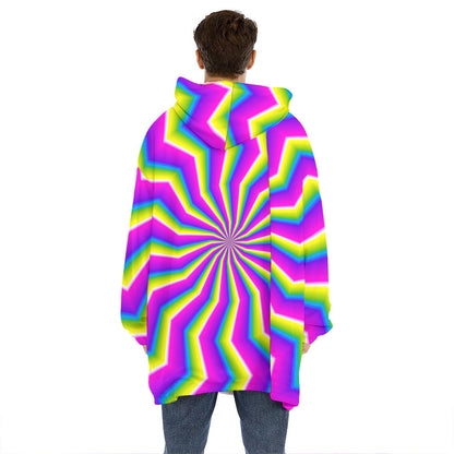 Green Dizzy Moving Optical Illusion Hoodie Blanket