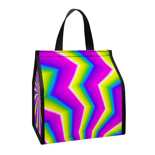 Green Dizzy Moving Optical Illusion Insulated Lunch Tote
