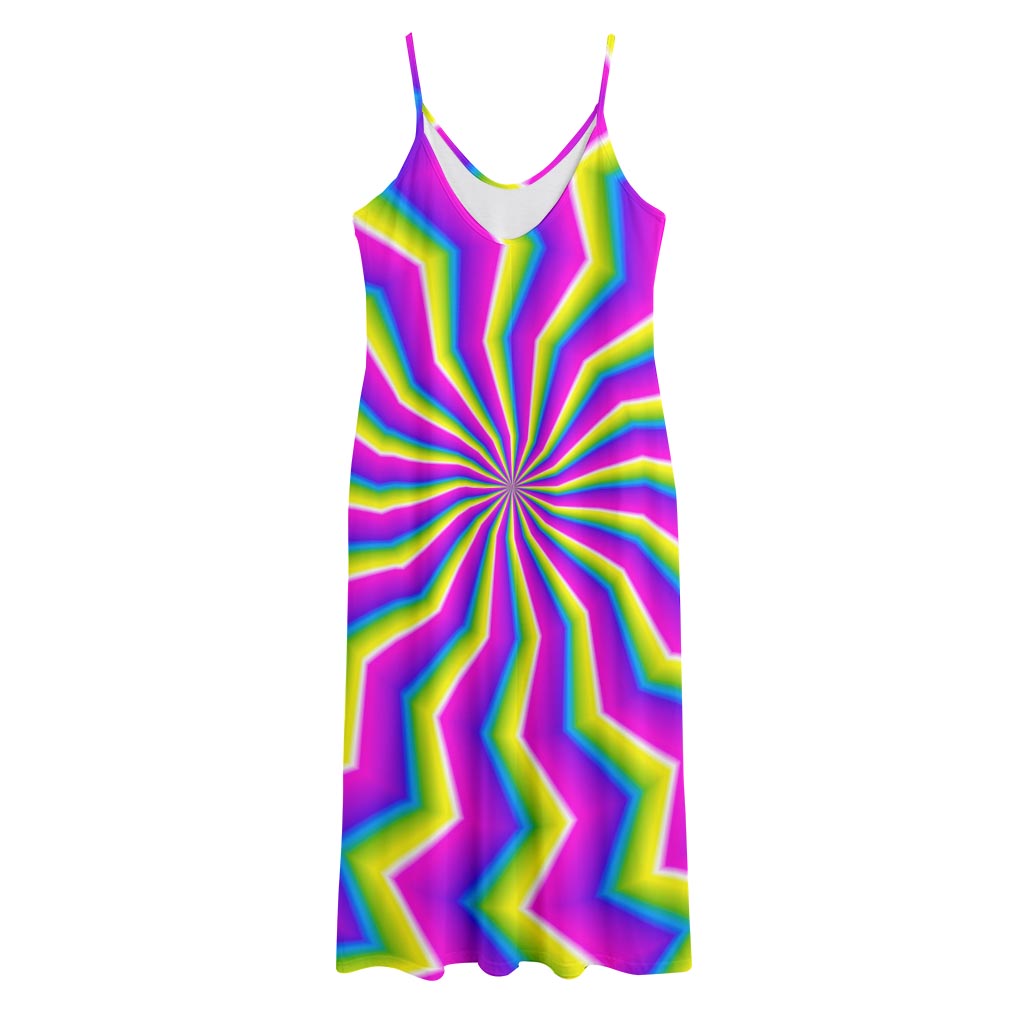Green Dizzy Moving Optical Illusion Jersey Midi Cami Dress