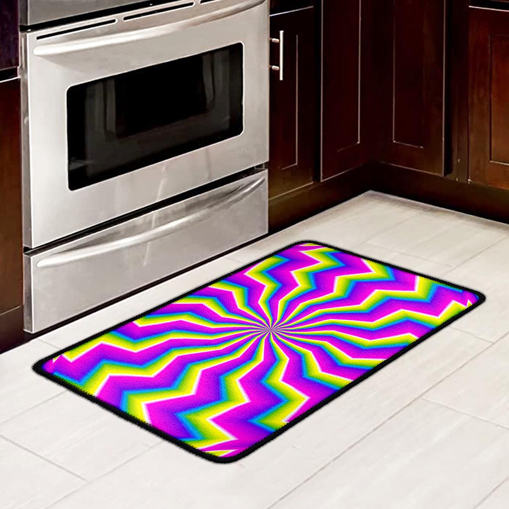 Green Dizzy Moving Optical Illusion Kitchen Mat