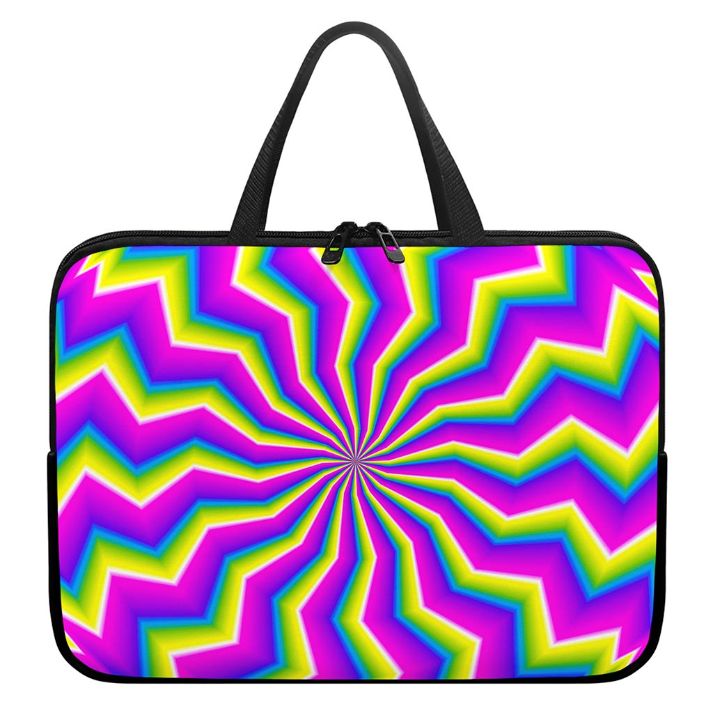 Green Dizzy Moving Optical Illusion Laptop Sleeve With Handle