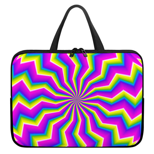 Green Dizzy Moving Optical Illusion Laptop Sleeve With Handle