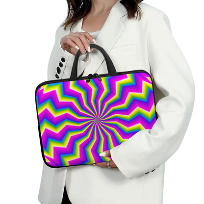 Green Dizzy Moving Optical Illusion Laptop Sleeve With Handle