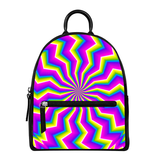 Green Dizzy Moving Optical Illusion Leather Backpack