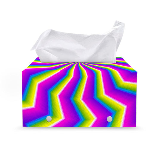Green Dizzy Moving Optical Illusion Leather Tissue Box Cover
