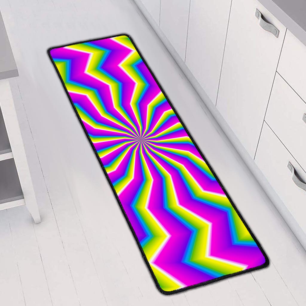 Green Dizzy Moving Optical Illusion Long Kitchen Mat