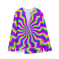 Green Dizzy Moving Optical Illusion Long Sleeve Short Coat