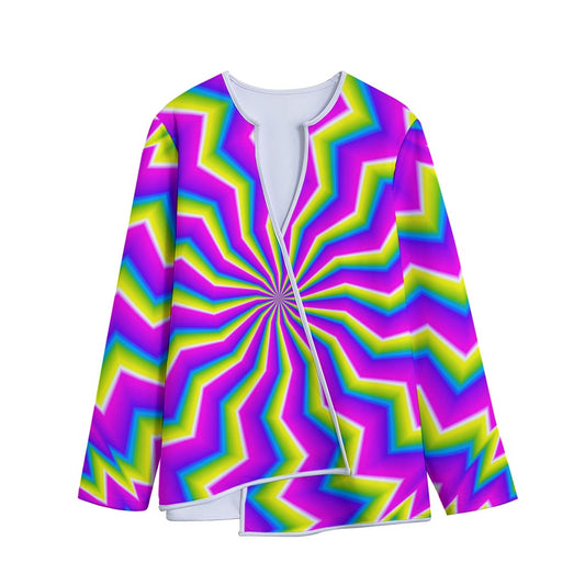 Green Dizzy Moving Optical Illusion Long Sleeve Short Coat