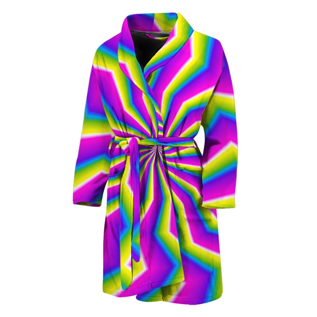Green Dizzy Moving Optical Illusion Men's Bathrobe
