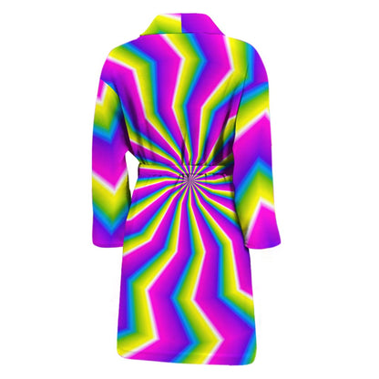 Green Dizzy Moving Optical Illusion Men's Bathrobe