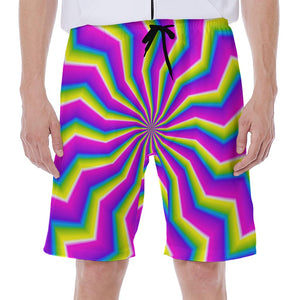 Green Dizzy Moving Optical Illusion Men's Beach Shorts