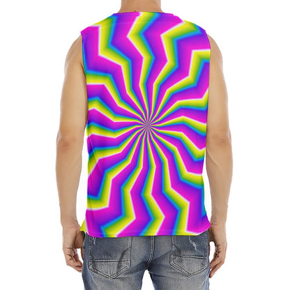 Green Dizzy Moving Optical Illusion Men's Fitness Tank Top