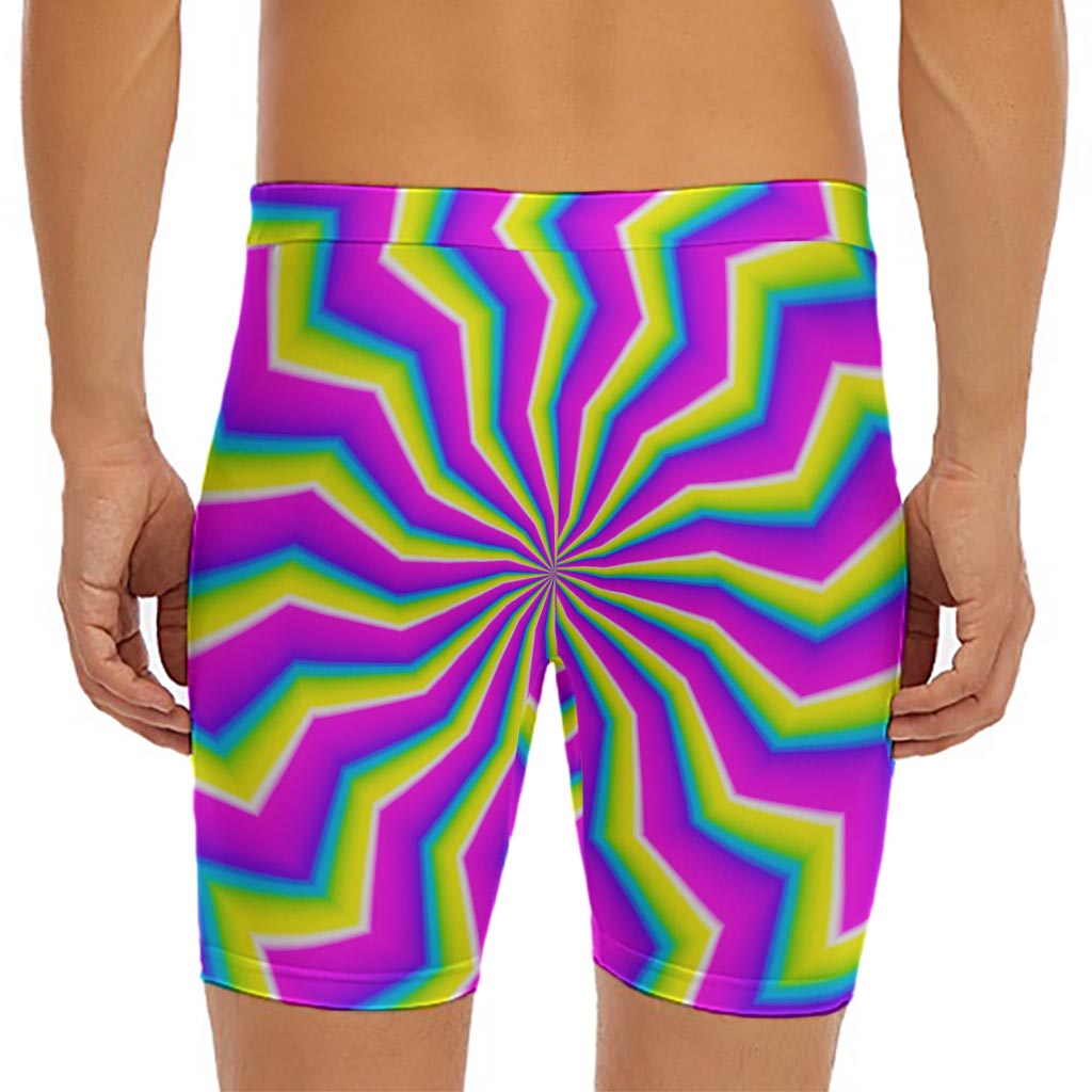 Green Dizzy Moving Optical Illusion Men's Long Boxer Briefs
